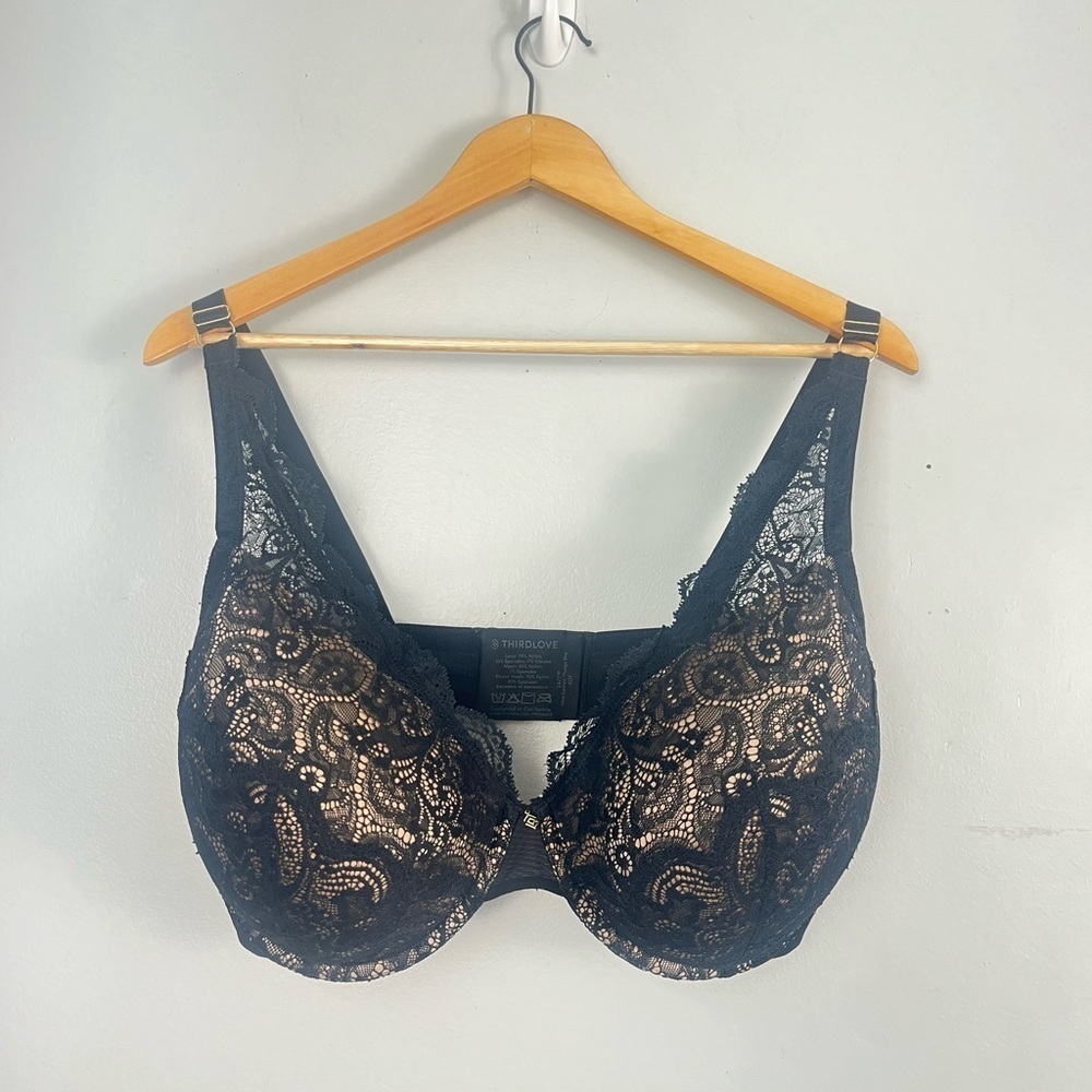 ThirdLove black 24/7 Lace Contour Plunge Bra size 40F